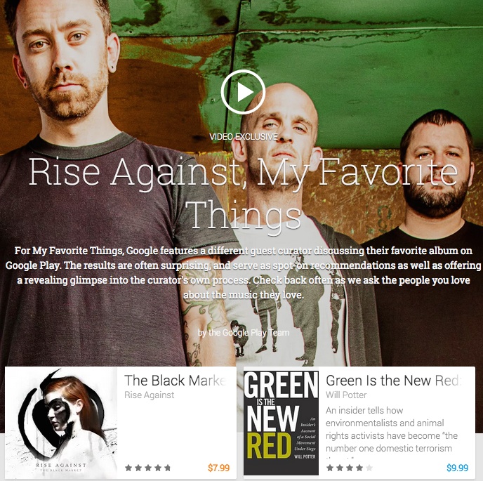 Rise Against's favorite things