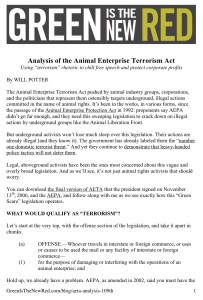 Animal Enterprise Terrorism Act analysis by Will Potter