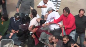 Video of bullfight protest civil disobedience in France turning violent.