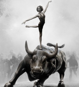 Occupy Wall Street poster dancer on bull