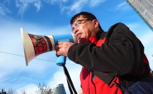 Activists protest Canada tar sands pipeline.