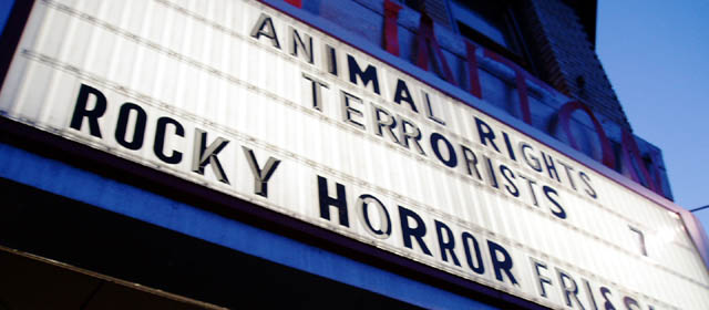 Animal Rights Terrorists marquee clinton street threater portland