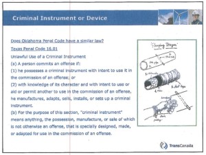 TransCanada presentation to police about Keystone XL protesters.