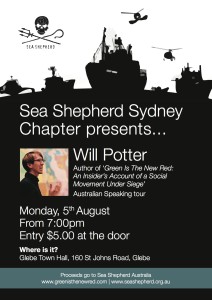 Will Potter Australia tour poster, Sydney Sea Shepherd